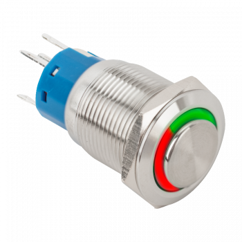 Mikrokapcsolós nyomógomb LED NO/NC - 19mm - piros/zöld - cseppálló (IP65)