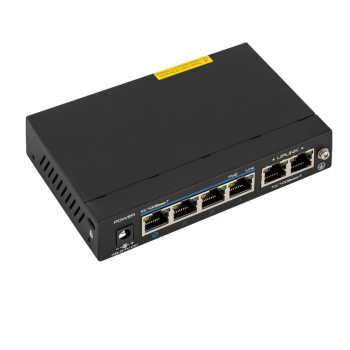 4+2 portos PoE+ switch 10/100Mbps LAN 2x10/100Mbps Uplink