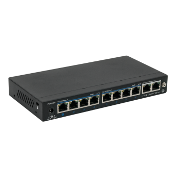 8+2 portos PoE+ switch 10/100Mbps LAN 2x1Gbps Uplink