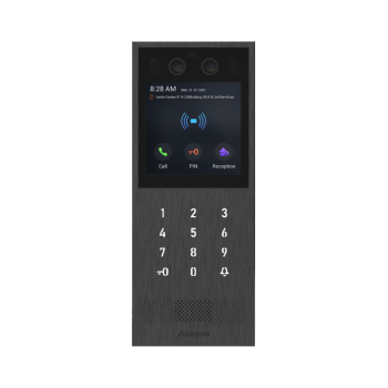 Akuvox társasházi IP kaputelefon kültéri egység , 4'' kijelző, érintőgombok, tasztatúra, szürke