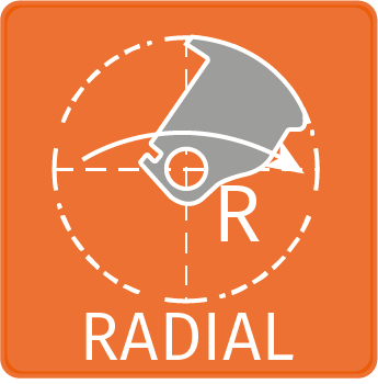 Radiális zárnyelv: az ajtó és a tok közötti hézag minimálisra csökkenthető.